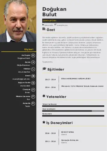 Gemi Kaptanı CV Örnekleri cv indir
